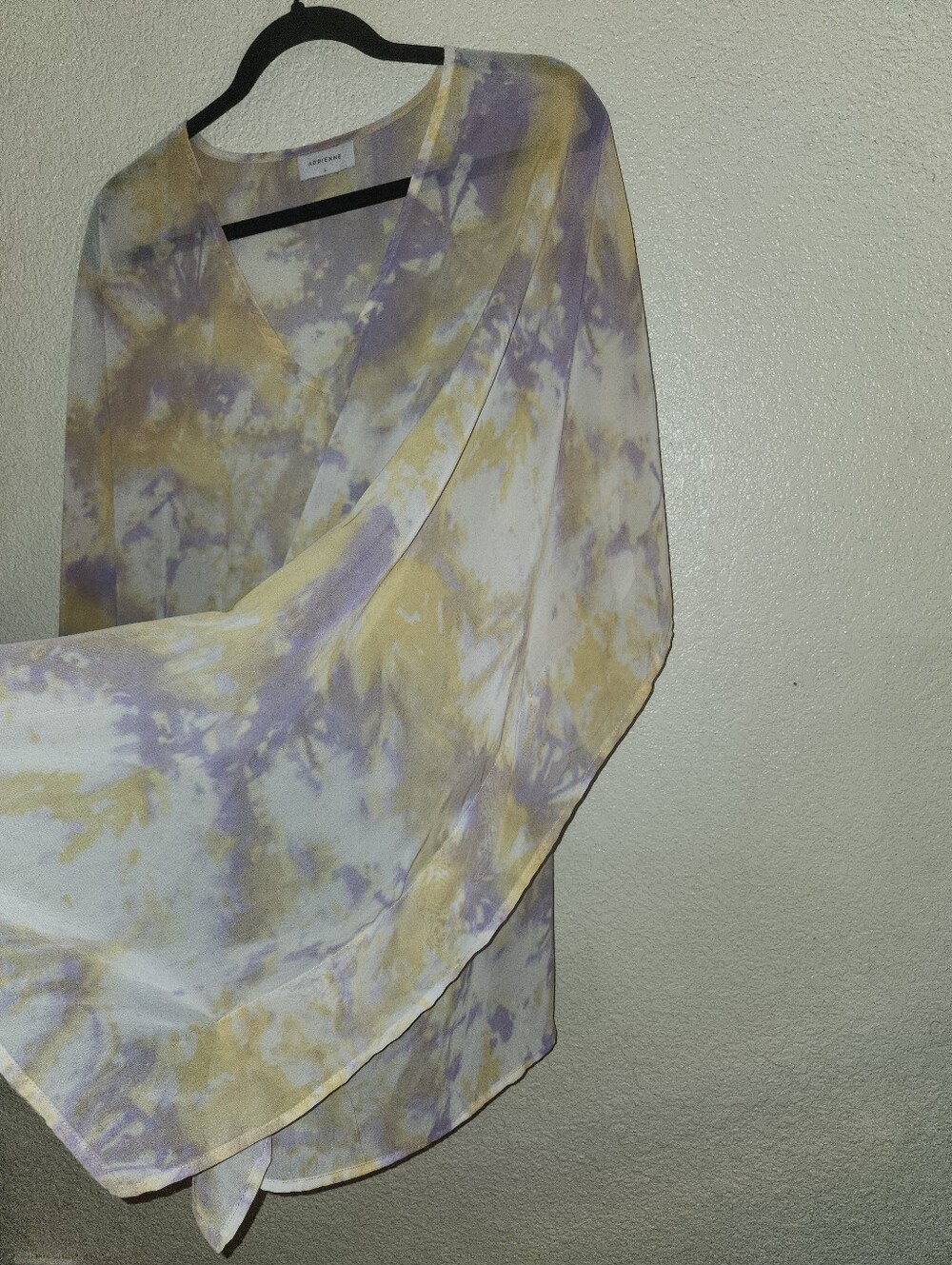 💜GUC Adrienne "Semi Sheer Tie Dye V-Neck Lightweight Top/Kimono/Cover Up" Large - Picture 10 of 12